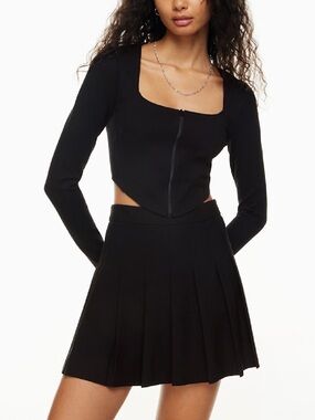 Aritzia Sunday Best Maverick Bustier Corset Crop Top XS Black Long Sleev